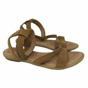 Born August Ankle Strap Flat Sandals Brown 6
